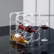 rotho 1430300096 Weinregal Classic hochwertiges für 9 Flaschen aus Acryl mit Stiften Edelstahl, Mass circa 31 x 17 x 31 cm, transparent - 1